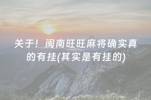 关于！闽南旺旺麻将确实真的有挂(其实是有挂的)