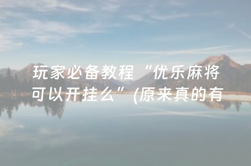 玩家必备教程“优乐麻将可以开挂么”(原来真的有挂)-知乎