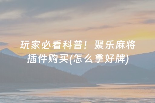 玩家必看科普！聚乐麻将插件购买(怎么拿好牌)