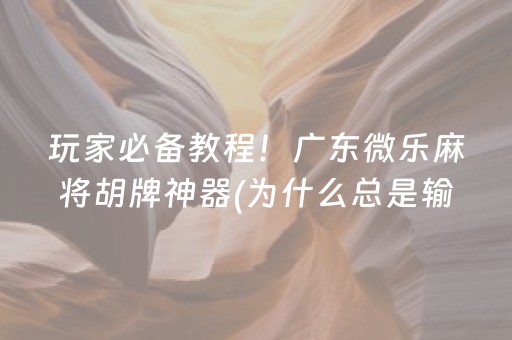 玩家必备教程！广东微乐麻将胡牌神器(为什么总是输)