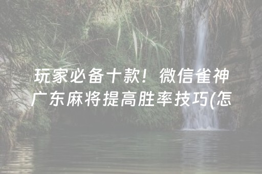 玩家必备十款！微信雀神广东麻将提高胜率技巧(怎么调胜率)