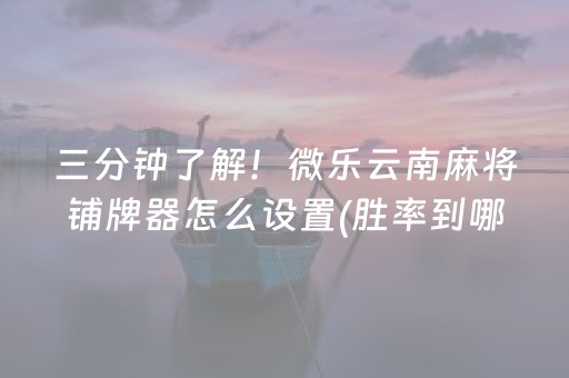 三分钟了解！微乐云南麻将铺牌器怎么设置(胜率到哪调)