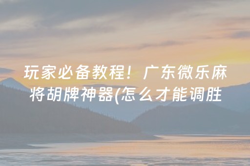 玩家必备教程！广东微乐麻将胡牌神器(怎么才能调胜率)