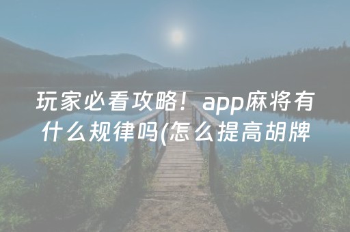 玩家必看攻略！app麻将有什么规律吗(怎么提高胡牌率)