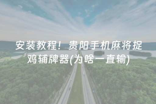 安装教程！贵阳手机麻将捉鸡辅牌器(为啥一直输)