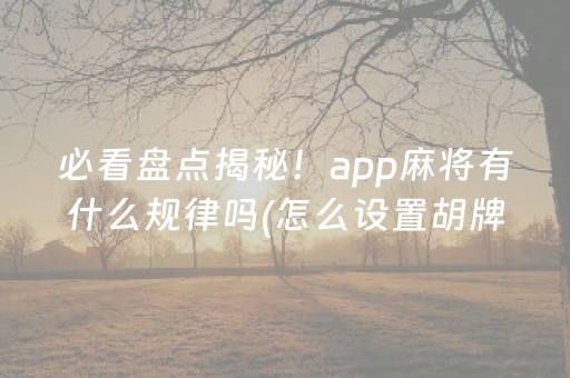 必看盘点揭秘！app麻将有什么规律吗(怎么设置胡牌)