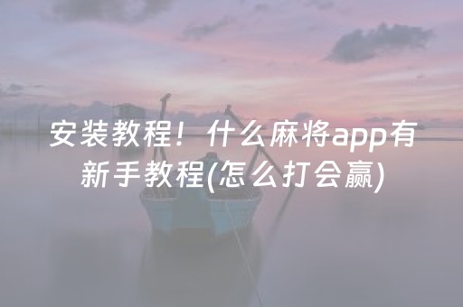 安装教程！什么麻将app有新手教程(怎么打会赢)