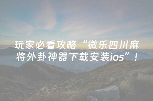 玩家必看攻略“微乐四川麻将外卦神器下载安装ios”!专业师傅带你一起了解（详细教程）-知乎