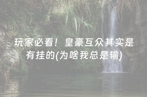 玩家必看！皇豪互众其实是有挂的(为啥我总是输)