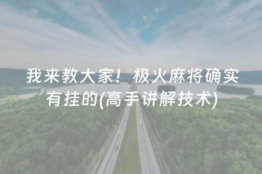 我来教大家！极火麻将确实有挂的(高手讲解技术)