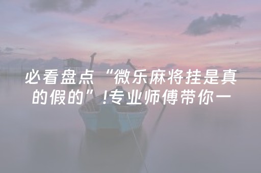 必看盘点“微乐麻将挂是真的假的”!专业师傅带你一起了解（详细教程）-知乎