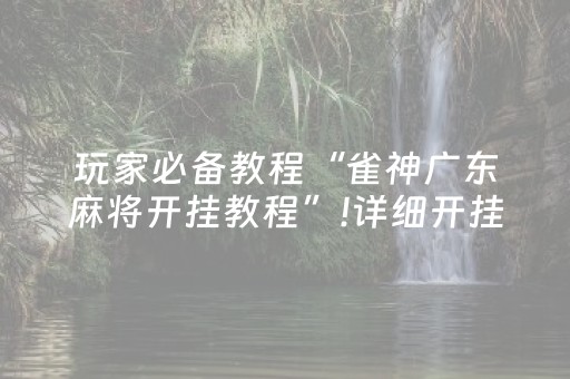 玩家必备教程“雀神广东麻将开挂教程”!详细开挂教程-知乎