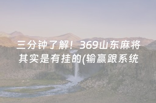 三分钟了解！369山东麻将其实是有挂的(输赢跟系统有关系吗)