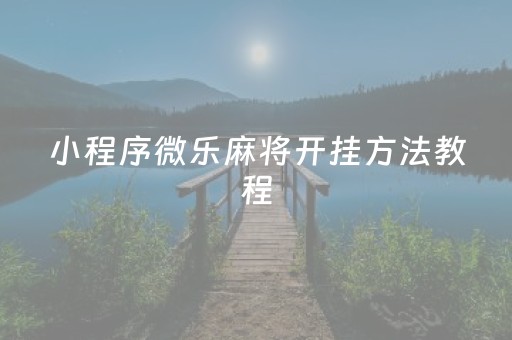 小程序微乐麻将开挂方法教程（小程序微乐麻将怎样开挂）