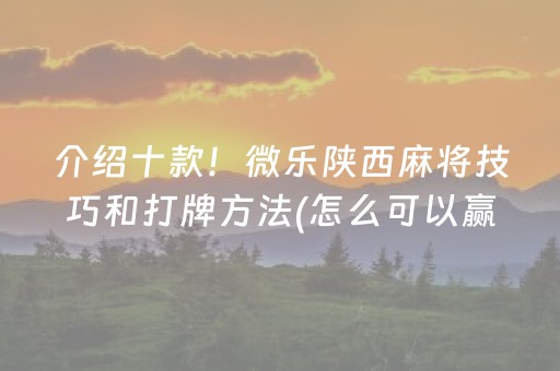 介绍十款！微乐陕西麻将技巧和打牌方法(怎么可以赢)