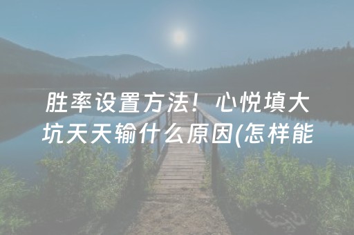 胜率设置方法！心悦填大坑天天输什么原因(怎样能抓到好牌)