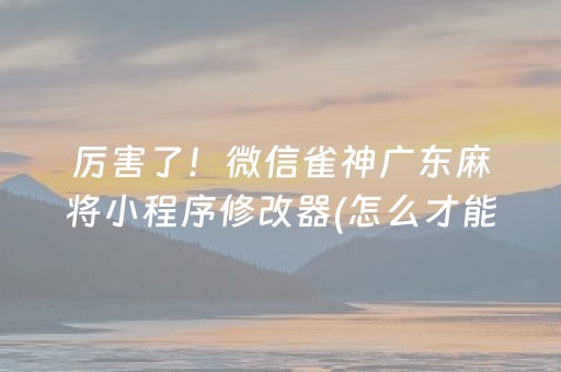 厉害了！微信雀神广东麻将小程序修改器(怎么才能起到好牌)