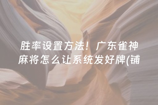 胜率设置方法！广东雀神麻将怎么让系统发好牌(铺牌器购买)