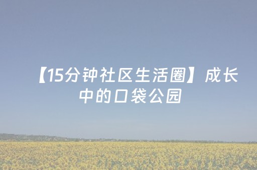 【15分钟社区生活圈】成长中的口袋公园，彰显文明之美