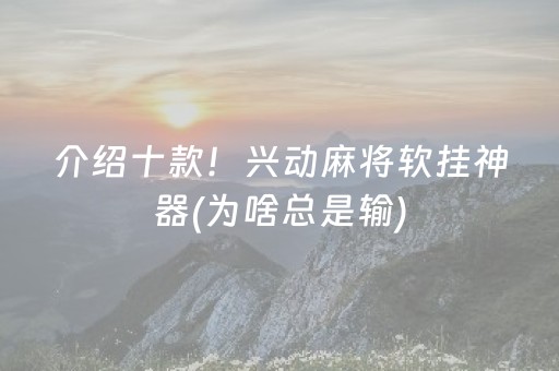 介绍十款！兴动麻将软挂神器(为啥总是输)