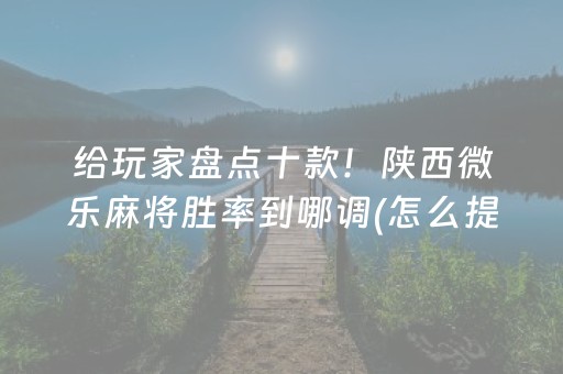 给玩家盘点十款！陕西微乐麻将胜率到哪调(怎么提高胜率)