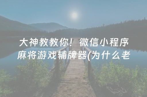 大神教教你！微信小程序麻将游戏辅牌器(为什么老输)