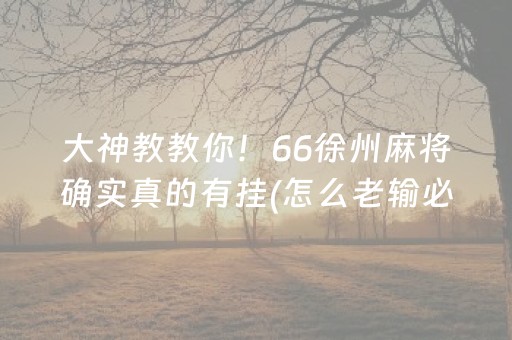 大神教教你！66徐州麻将确实真的有挂(怎么老输必备神器)