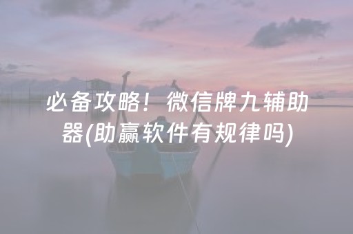 必备攻略！微信牌九辅助器(助赢软件有规律吗)