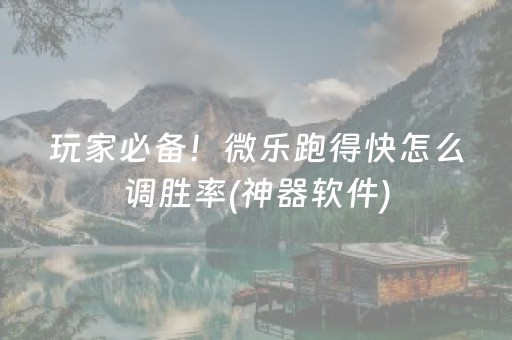 玩家必备！微乐跑得快怎么调胜率(神器软件)