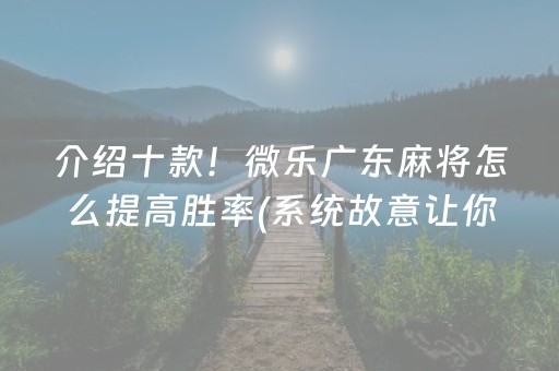 介绍十款！微乐广东麻将怎么提高胜率(系统故意让你输)