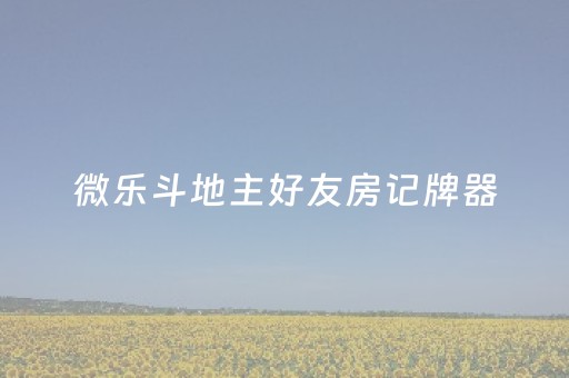 微乐斗地主好友房记牌器（微乐斗地主好友房能用记牌器）