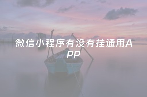 微信小程序有没有挂通用APP（微信小程序能开挂吗?）