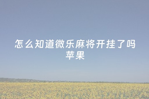 怎么知道微乐麻将开挂了吗苹果（怎么知道微乐麻将开挂了吗苹果版）