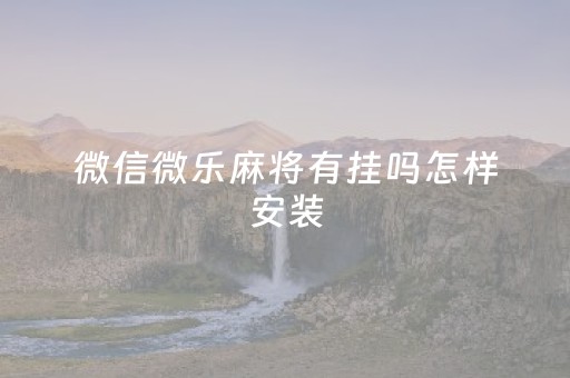 微信微乐麻将有挂吗怎样安装（微信里面微乐麻将有挂吗）