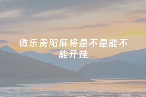 微乐贵阳麻将是不是能不能开挂（微乐贵阳麻将怎么开挂）