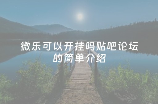 微乐可以开挂吗贴吧论坛的简单介绍（微乐开挂多少钱）