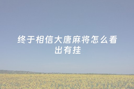 终于相信大唐麻将怎么看出有挂（大唐麻将有挂吗百度贴吧）