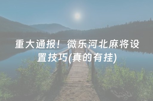 重大通报！微乐河北麻将设置技巧(真的有挂)