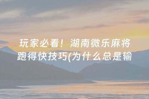 玩家必看！湖南微乐麻将跑得快技巧(为什么总是输)