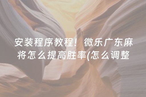 安装程序教程！微乐广东麻将怎么提高胜率(怎么调整胜率)