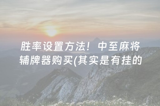 胜率设置方法！中至麻将辅牌器购买(其实是有挂的)