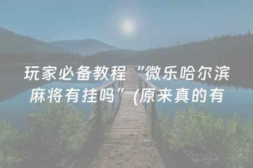 玩家必备教程“微乐哈尔滨麻将有挂吗”(原来真的有挂)-知乎