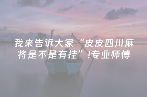 我来告诉大家“皮皮四川麻将是不是有挂”!专业师傅带你一起了解（详细教程）-知乎