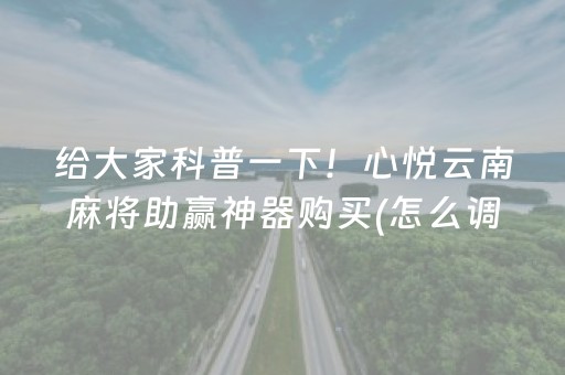 给大家科普一下！心悦云南麻将助赢神器购买(怎么调整胜率)