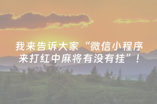 我来告诉大家“微信小程序来打红中麻将有没有挂”!专业师傅带你一起了解（详细教程）-知乎