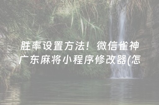 胜率设置方法！微信雀神广东麻将小程序修改器(怎么样来好牌)