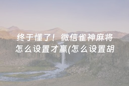 终于懂了！微信雀神麻将怎么设置才赢(怎么设置胡牌)