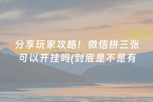 分享玩家攻略！微信拼三张可以开挂吗(到底是不是有挂)