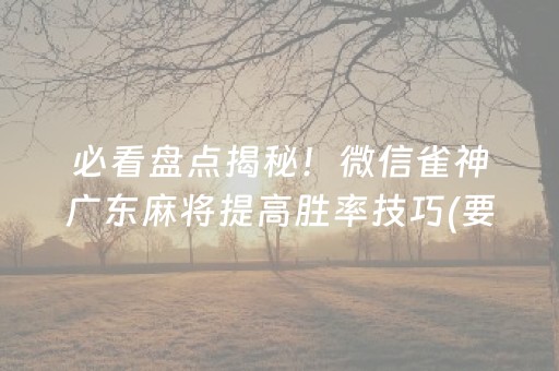 必看盘点揭秘！微信雀神广东麻将提高胜率技巧(要怎么样拿到好牌)