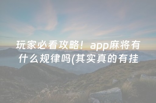 玩家必看攻略！app麻将有什么规律吗(其实真的有挂)